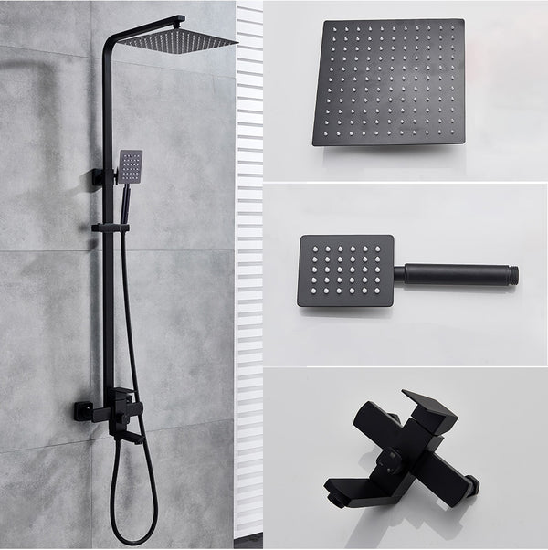 Crafted with high quality stainless steel, this wall-mounted shower set is designed with a swivel bath spout and 8 inch rainfall head for an unparalleled showering experience. With its timeless classic style, this shower set is available in four fashionable finishes: black, chrome, brushed nickel and brushed gold.