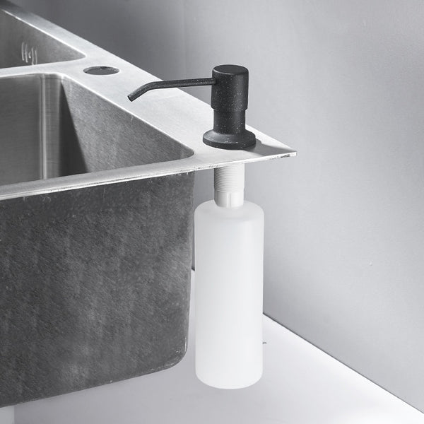 Keep your kitchen counters clean and tidy with this deck mounted soap dispenser.  Crafted with top-quality plastic and stainless steel, this dispenser can hold up to 400ml and is finished with a shiny chrome finish for added luxe. With its easy-to-install design, it's the perfect addition to any kitchen with a built-in countertop.